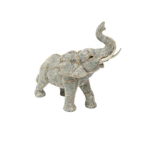 Διακοσμητικό Επιτραπέζιο Ελέφαντας Με Πέρλες Μικρός Γκρι 26.5 εκ.